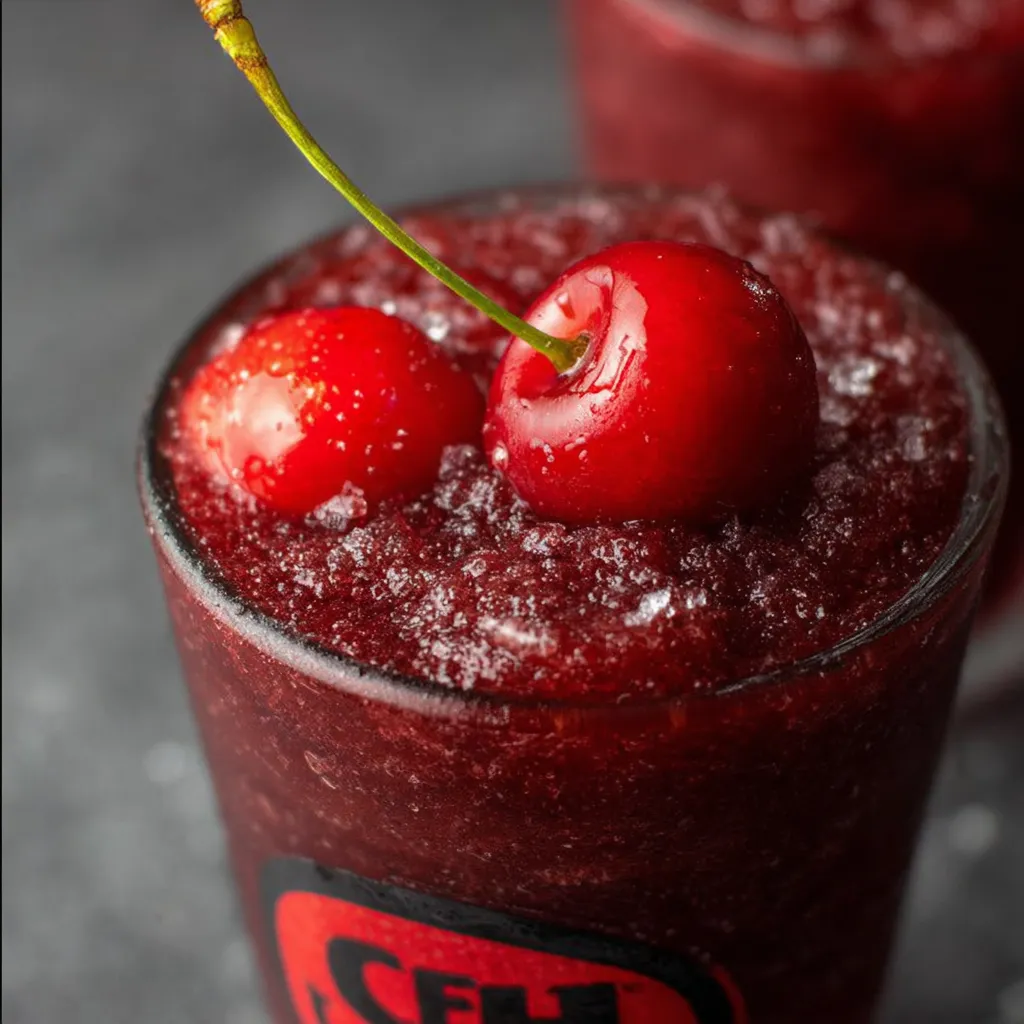 Cherry Jack and Coke Slushies with Frozen Cherries and Cola Ice - secondary view